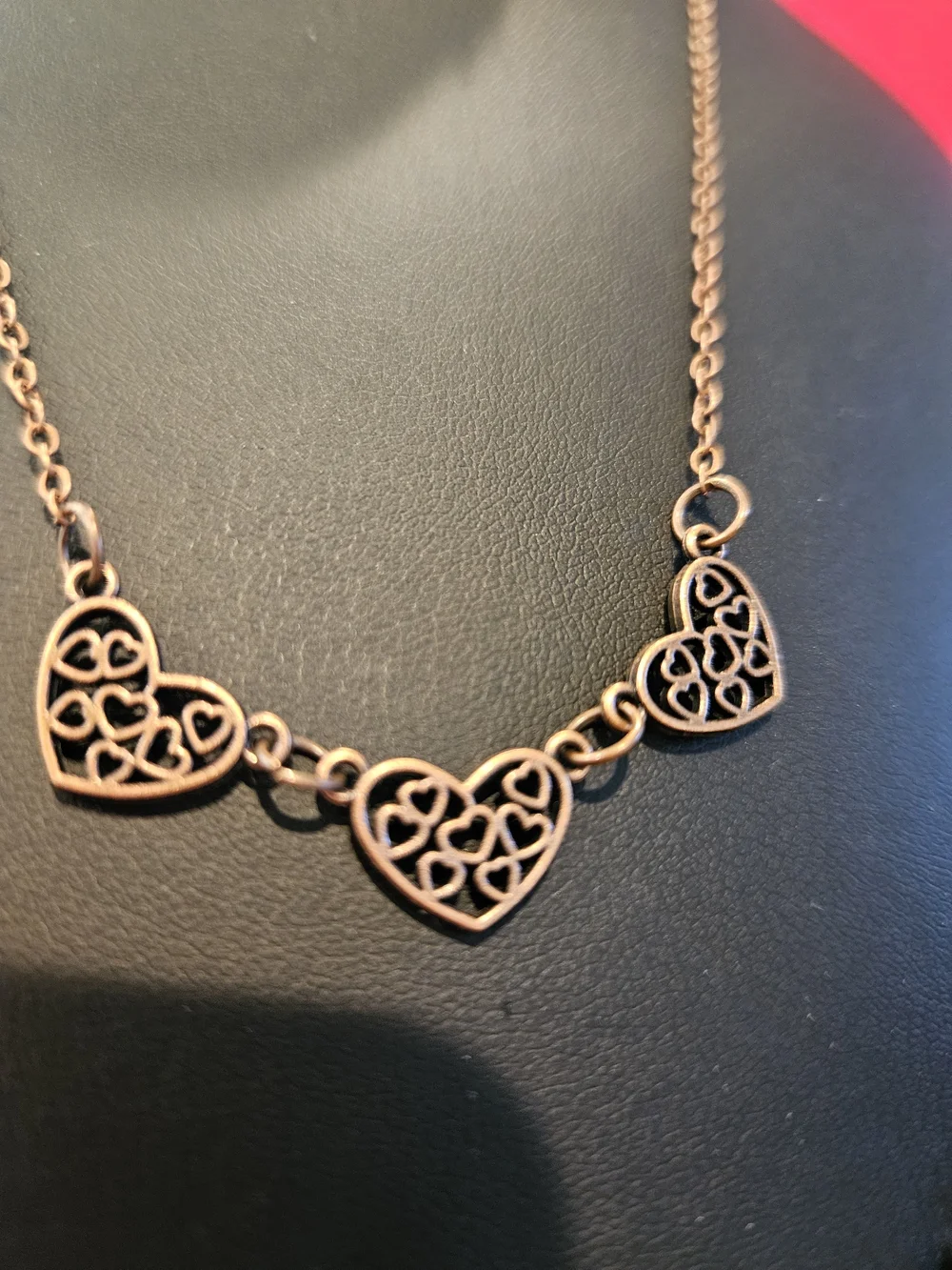 Delicate Rose Gold Heart Link Necklace - Women Jewelry